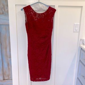 Ralph Lauren Red Lace dress, Size 8, stretchy but form fitting.